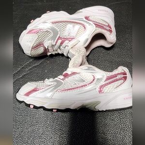 New Balance White and Pink Running Shoes